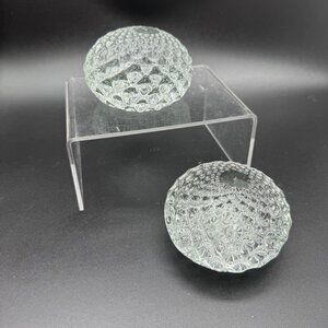 "ANTON" Intaglio- Art Glass paper weight clear sea life urchin maybe? Matching p